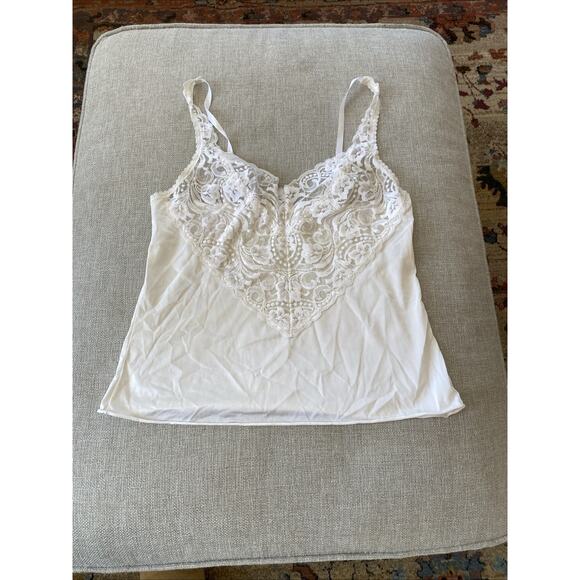 Vintage Vanity Fair Satin Lace Cami Lingerie Slip Tank Top Size 34 Small Ivory - Picture 1 of 8